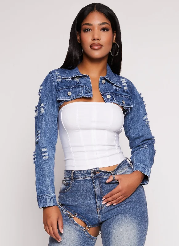 Distressed Bolero Jean Jacket