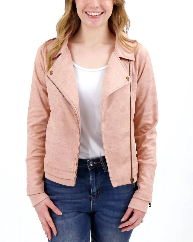 Move Free Moto Jacket In Blush