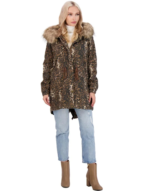 Womens Animal Print Parka Anorak Jacket