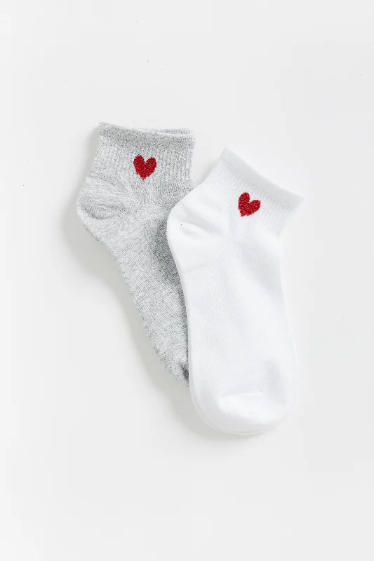 Lola Heart Quarter Socks 2 Pack