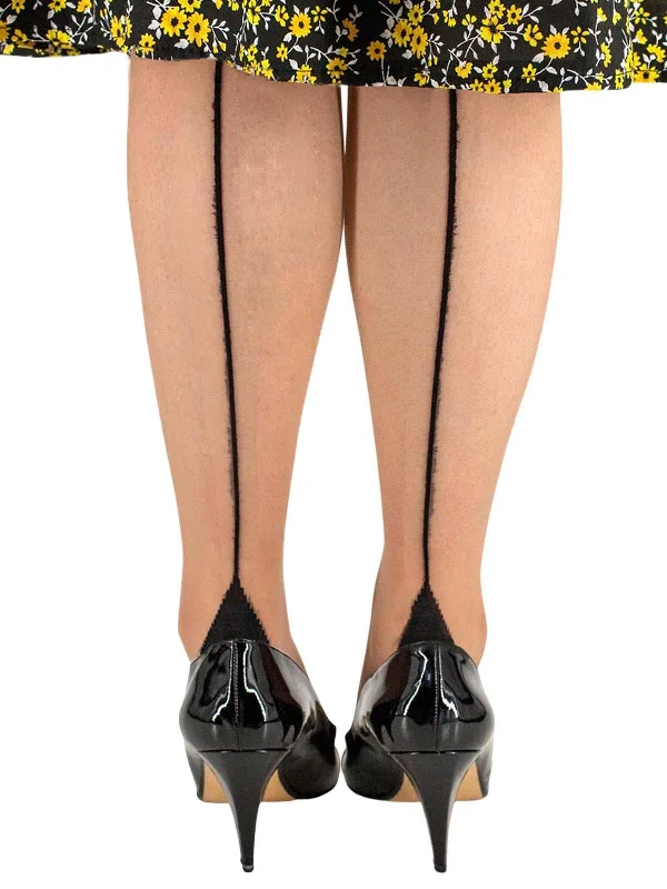 Nude Tights with Vintage Style Black Seams