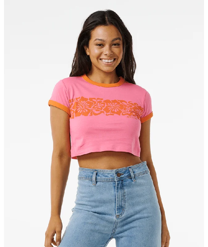 Rip Curl Hibiscus Heat Baby Tee-Pink