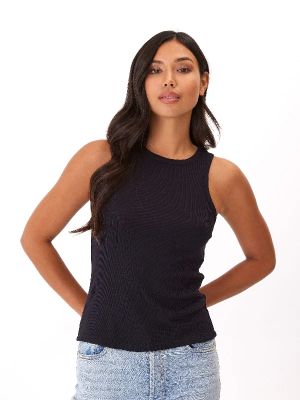 Bailey Feather Rib High Neck Tank