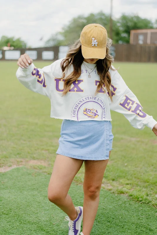 LSU Cropped Long Sleeve Crewneck