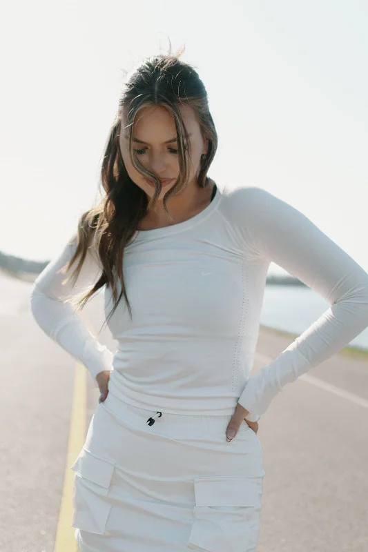 White Seamless Long Sleeve Top