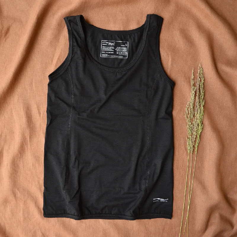 Sleeveless Sports Tank - Organic Merino/Silk - Black (Women’s)