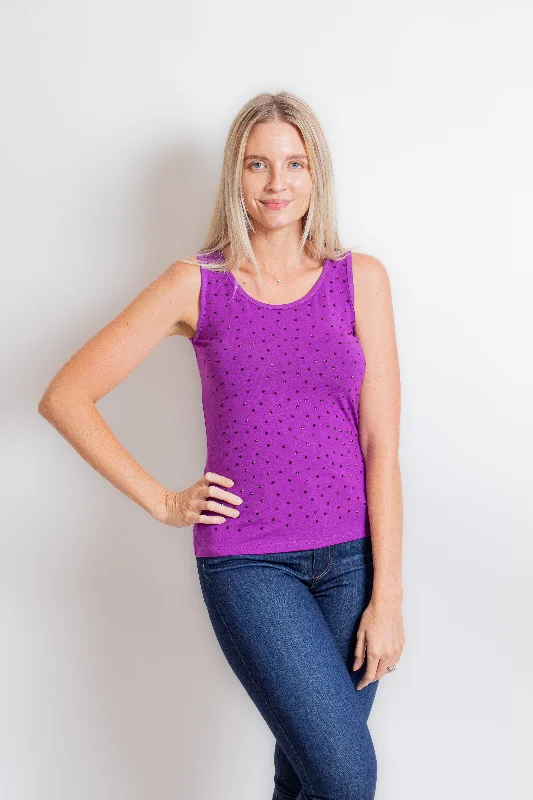 "Jade" Plum Rhinestone Tank